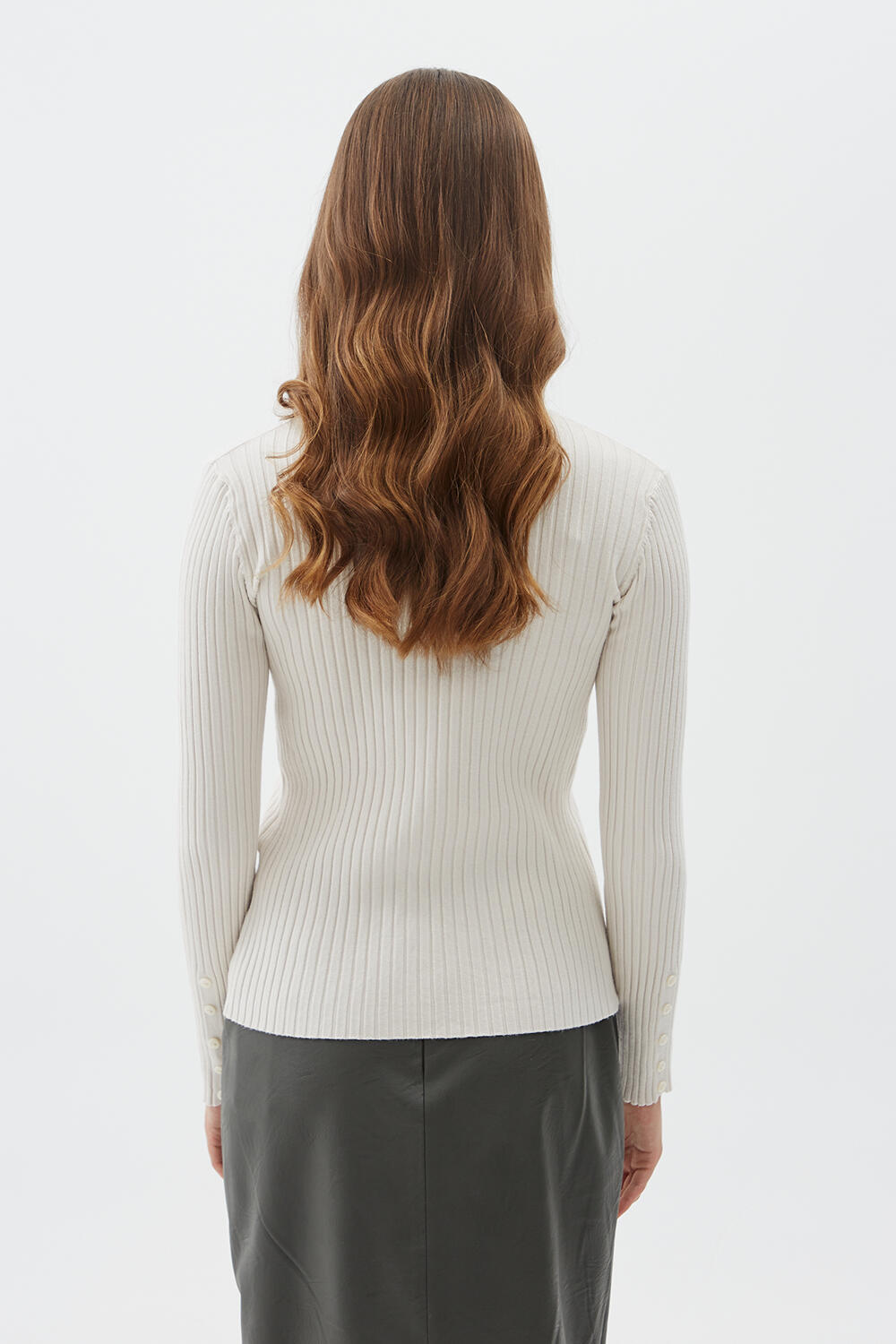 Women's Cashmere Vertical Rib Turtleneck Sweater